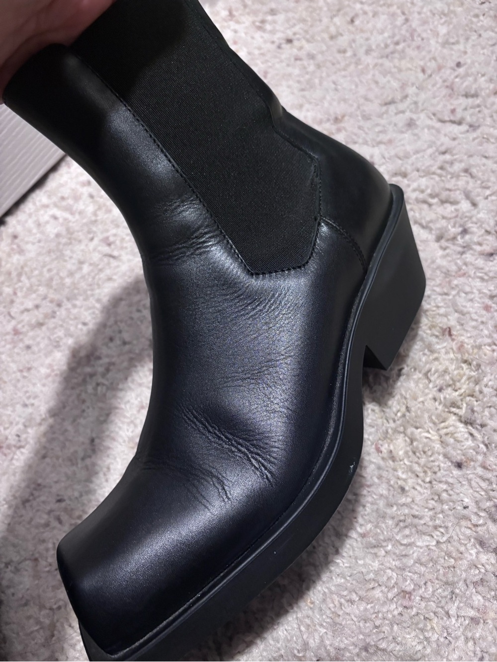 Marni Black Leather Platform Chelsea Boot